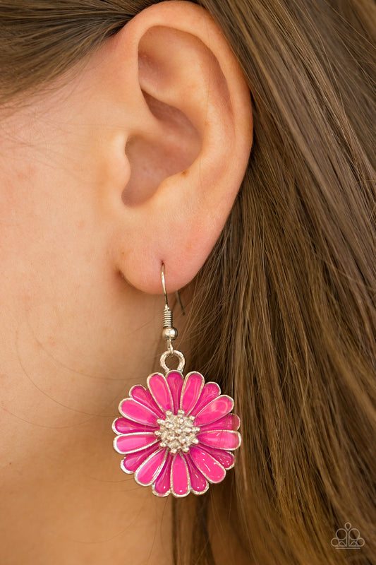 Distracted by Daisies - pink - Paparazzi earrings