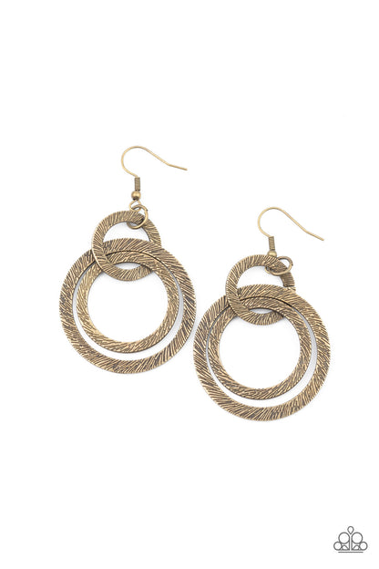 Distractingly Dizzy - brass - Paparazzi earrings