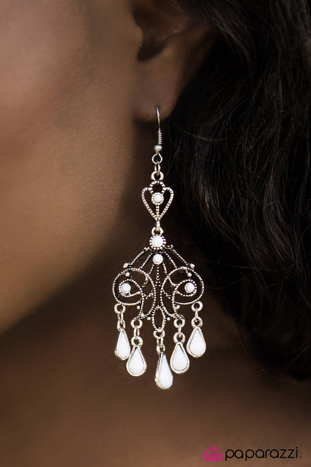 Diva Decadence - White - Paparazzi earrings