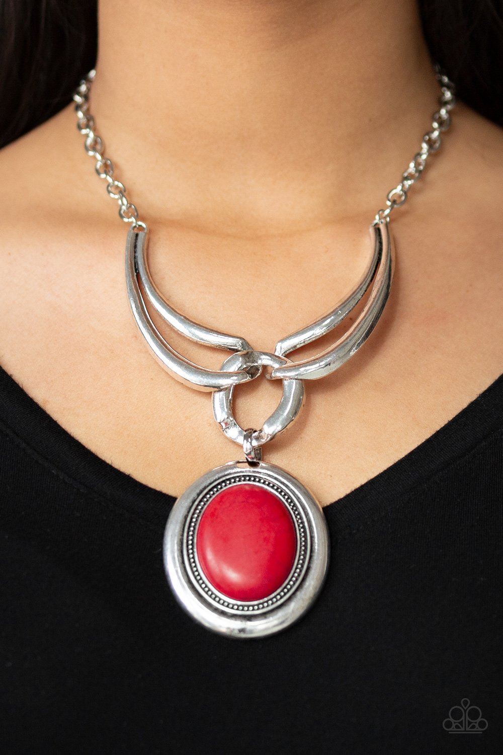 Divide and Ruler-red-Paparazzi necklace