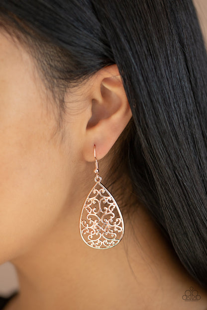 Divine Vine - rose gold - Paparazzi earrings