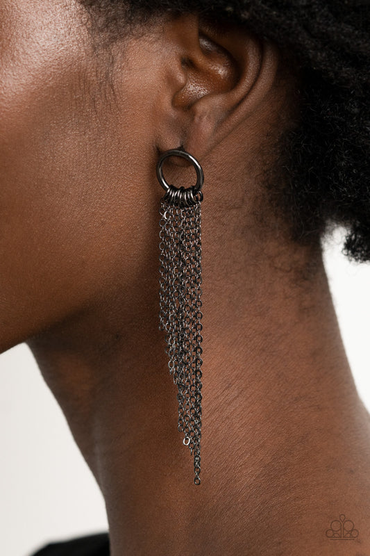 Divinely Dipping - black - Paparazzi earrings