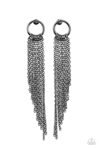 Divinely Dipping - black - Paparazzi earrings