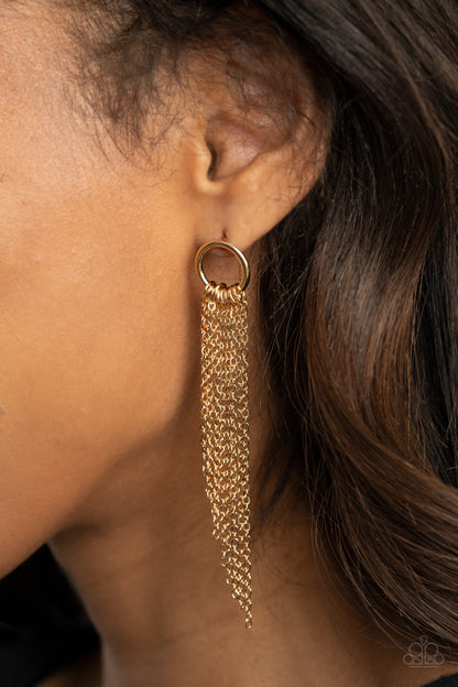 Divinely Dipping - gold - Paparazzi earrings