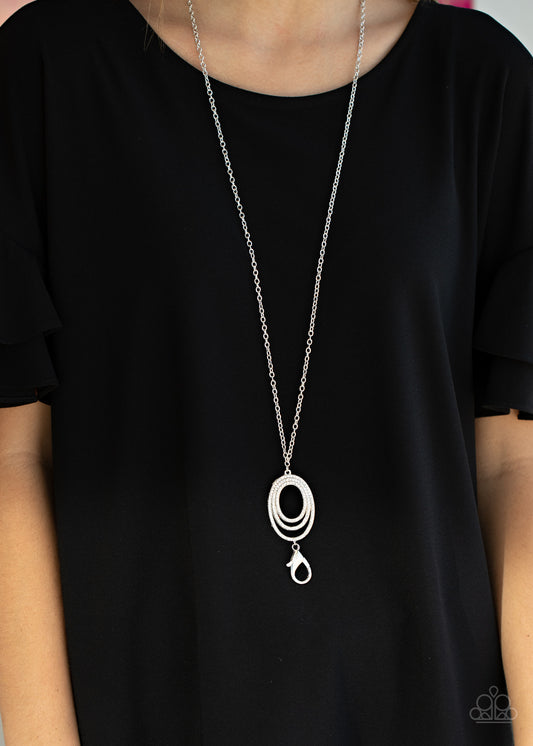Dizzying Dazzle - white - Paparazzi LANYARD necklace