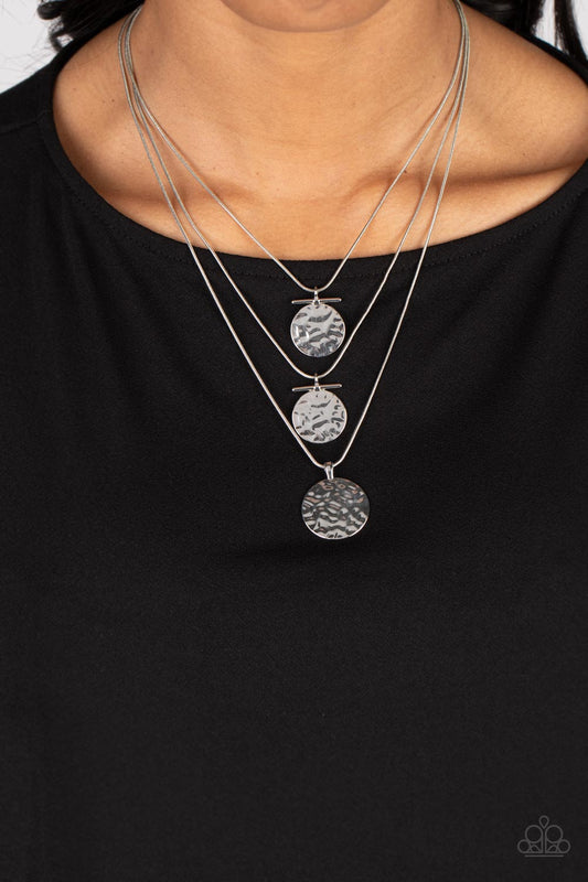 Dizzying Discs - silver - Paparazzi necklace