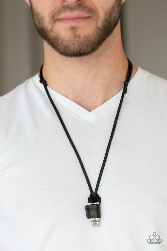 Dodge A Bullet-black-Paparazzi Mens necklace