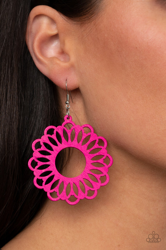 Dominican Daisy - pink - Paparazzi earrings