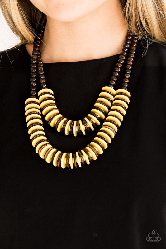Dominican Disco-yellow-Paparazzi necklace