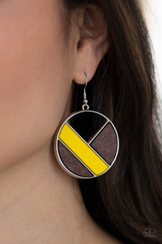 Don't Be MODest - yellow - Paparazzi earrings