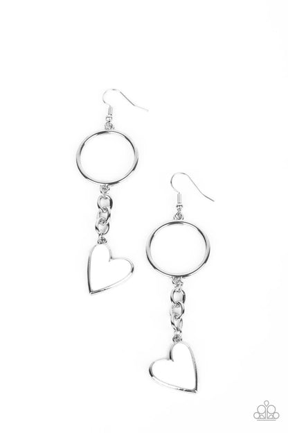 Don’t Miss a HEARTBEAT - white - Paparazzi earrings