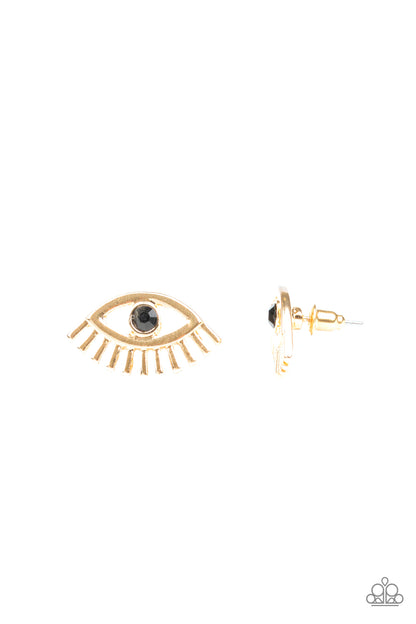 Don't Blink - gold - Paparazzi earrings