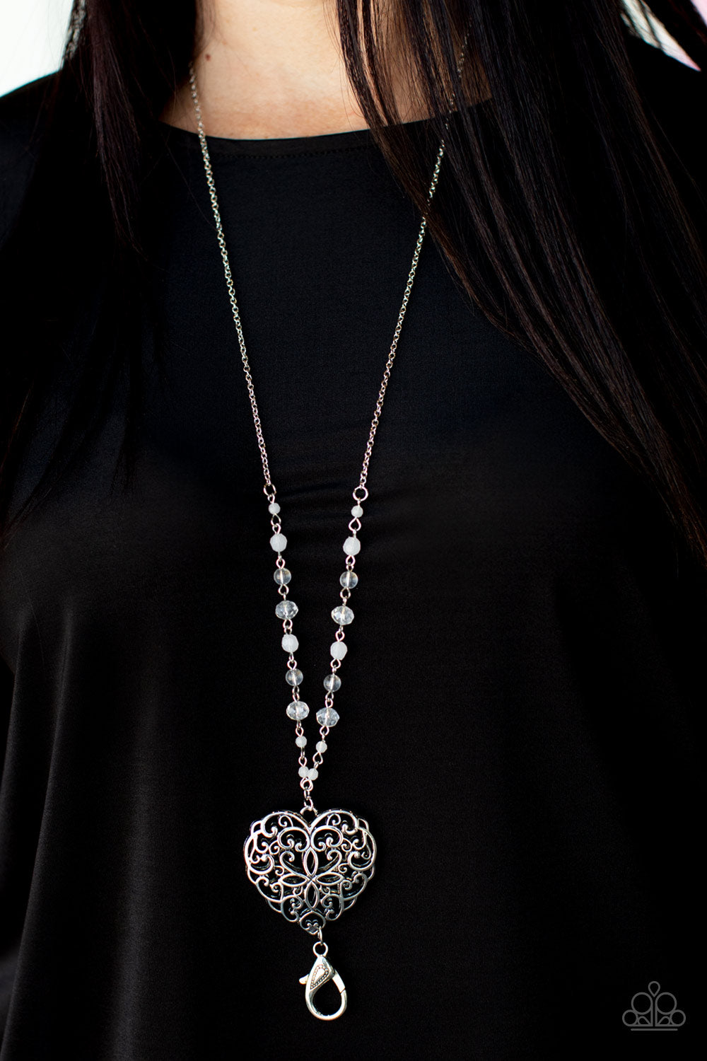 Doting Devotion - white - Paparazzi LANYARD necklace