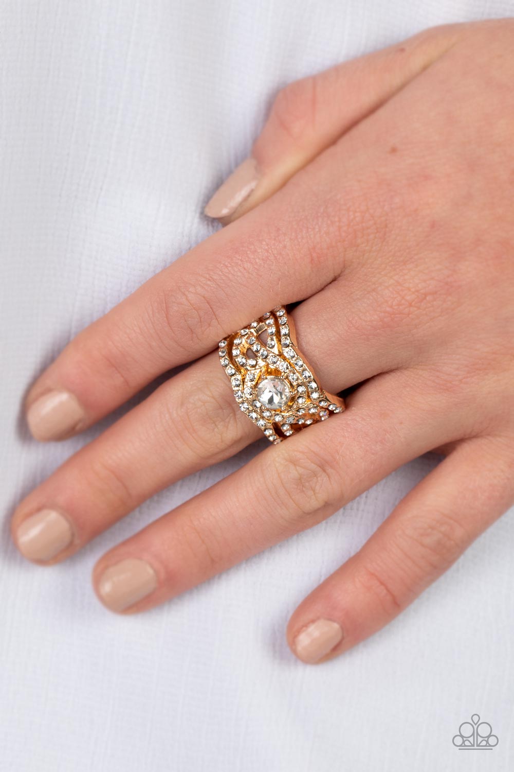 Doting on Dazzle - gold - Paparazzi ring