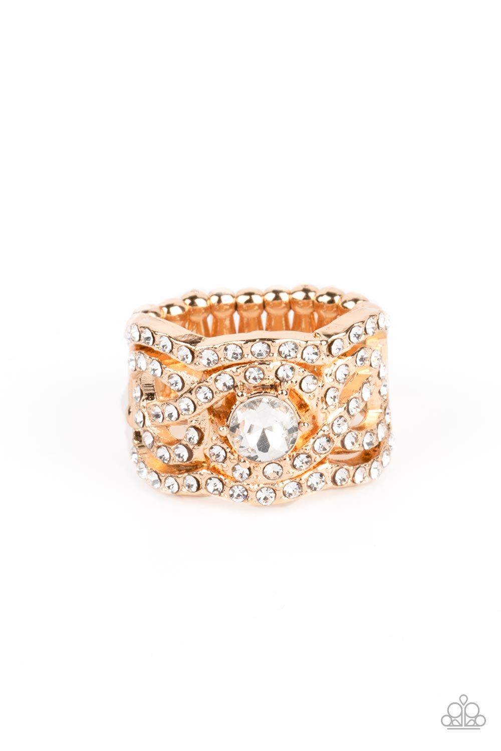 Doting on Dazzle - gold - Paparazzi ring