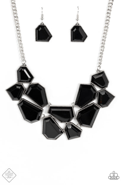 Double-DEFACED - black - Paparazzi necklace