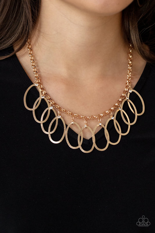 Double OVAL-time - gold - Paparazzi necklace