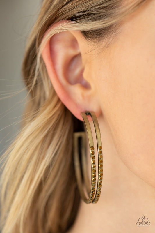 Double the Bling-brass-Paparazzi earrings