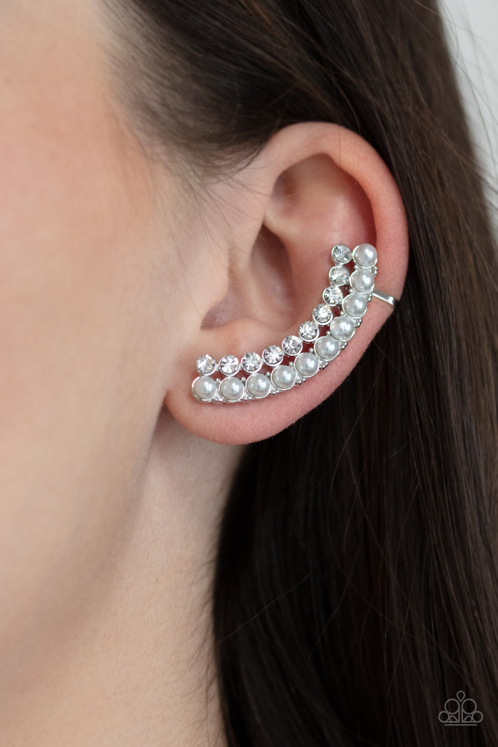 Doubled Down On Dazzle - white - Paparazzi earrings