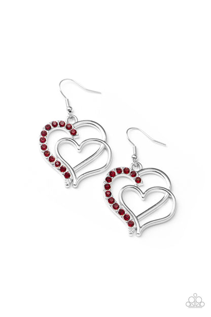 Double the Heartache - red - Paparazzi earrings