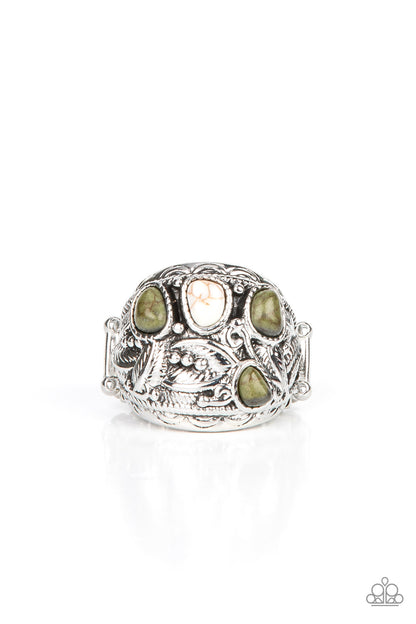 Down-To-Earth Detail - green - Paparazzi ring
