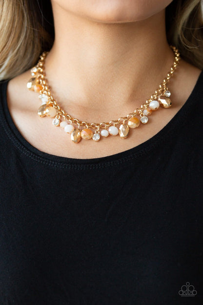 Downstage Dazzle-gold-Paparazzi necklace