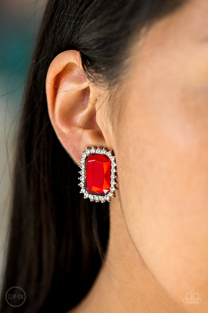 Downtown Dapper - red - Paparazzi CLIP ON earrings