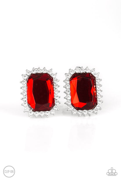Downtown Dapper - red - Paparazzi CLIP ON earrings