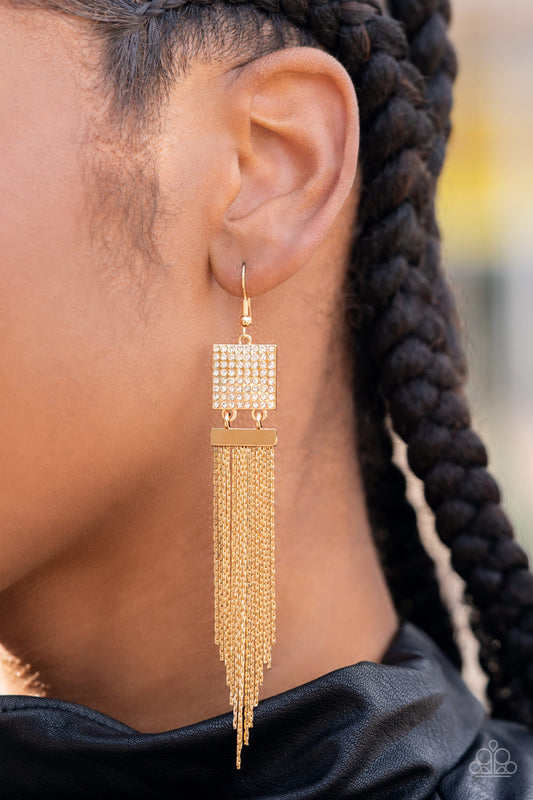 Dramatically Deco - gold - Paparazzi earrings