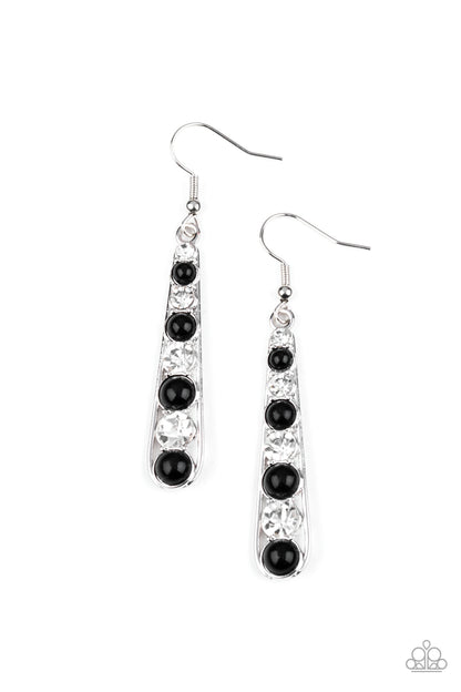 Drawn Out Drama - black - Paparazzi earrings