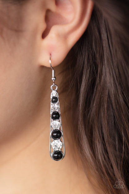 Drawn Out Drama-black-Paparazzi earrings