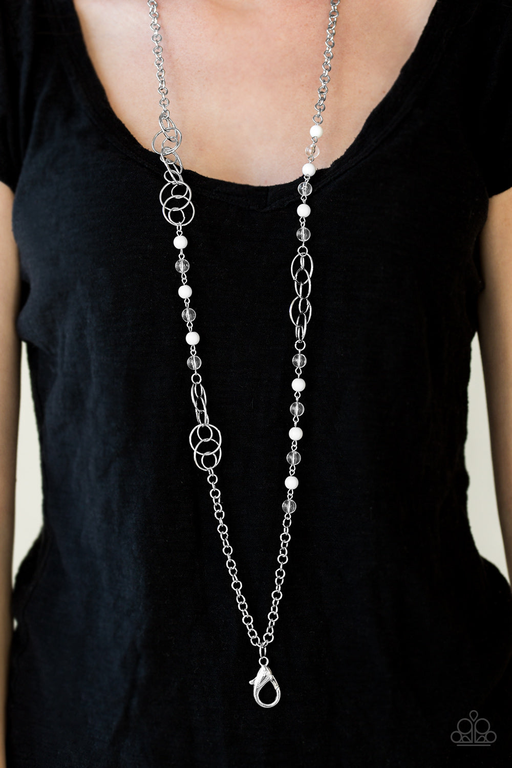 Dreamy Discovery - white LANYARD - Paparazzi necklace