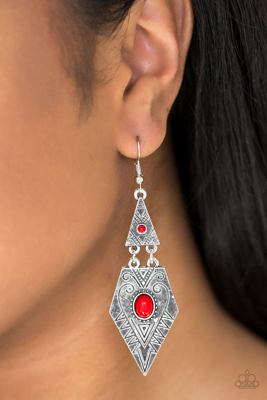 Drifting Dunes - red - Paparazzi earrings