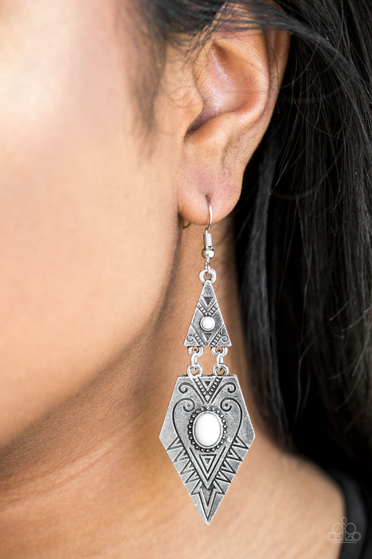 Drifting Dunes - white - Paparazzi earrings