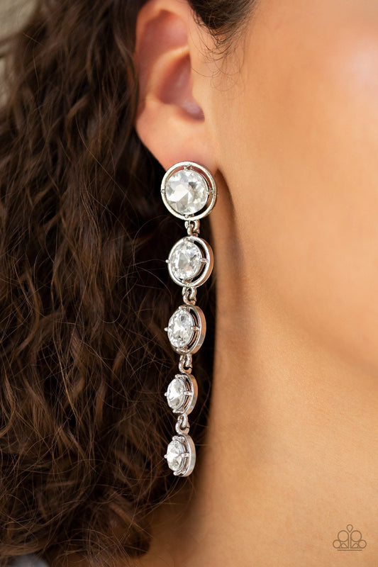 Drippin in Starlight-white-Paparazzi earrings