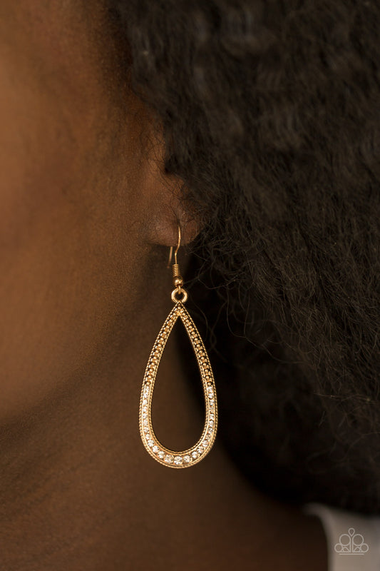 Dripping in Diamonds - gold - Paparazzi earrings