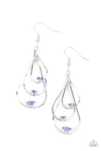 Drop Down Dazzle - purple - Paparazzi earrings