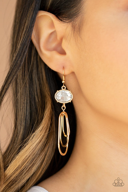 Drop Dead Glamorous-gold-Paparazzi earrings