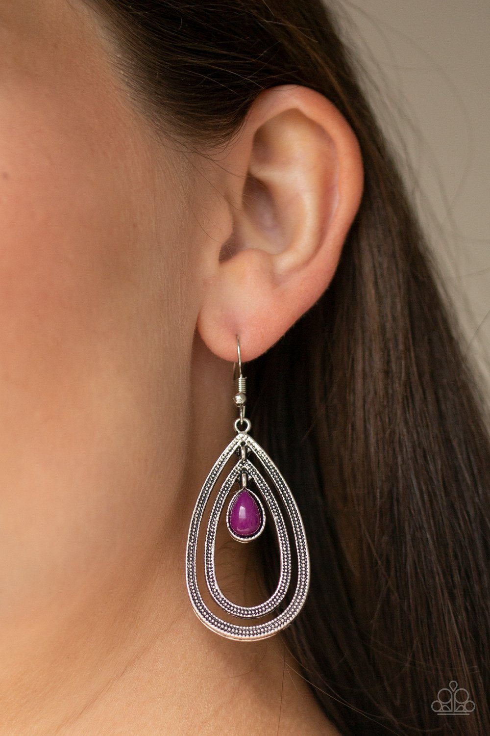 Drops of Color-purple-Paparazzi earrings