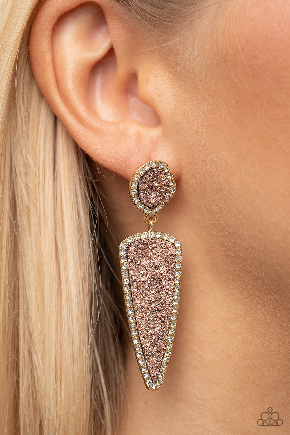 Druzy Desire - gold - Paparazzi earrings