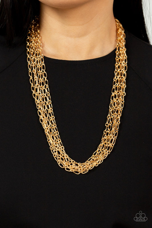 Dynamite Dynamo - gold - Paparazzi necklace