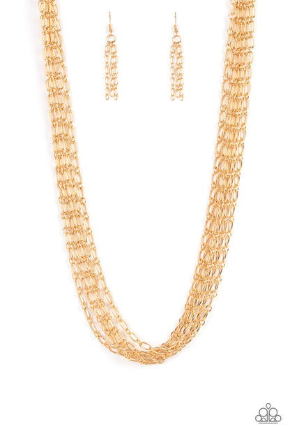 Dynamite Dynamo - gold - Paparazzi necklace