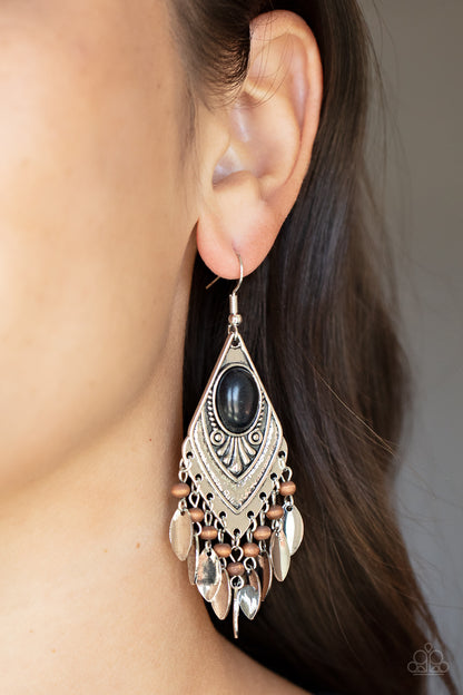 Earthy Etiquette - black - Paparazzi earrings