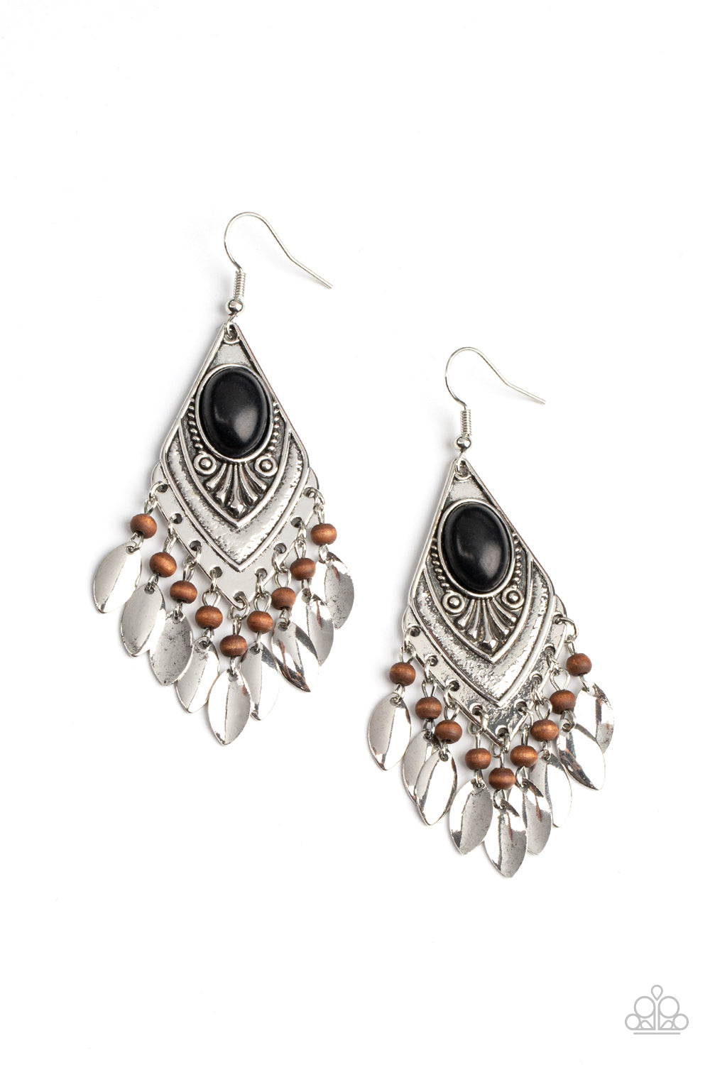 Earthy Etiquette - black - Paparazzi earrings