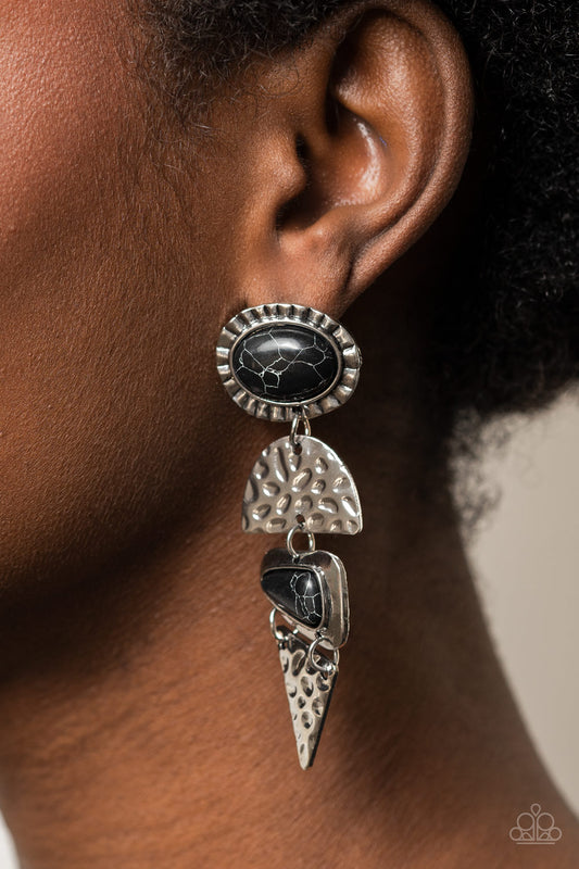 Earthy Extravagance - black - Paparazzi earrings