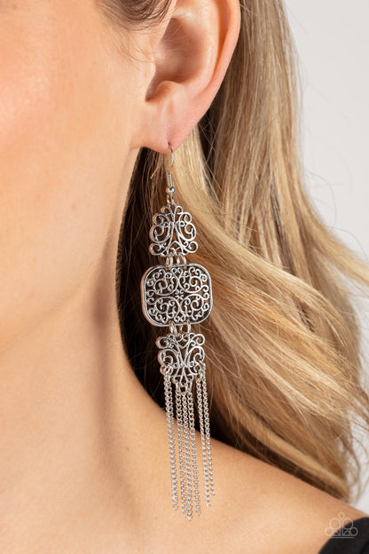 Eastern Elegance - silver - Paparazzi earrings