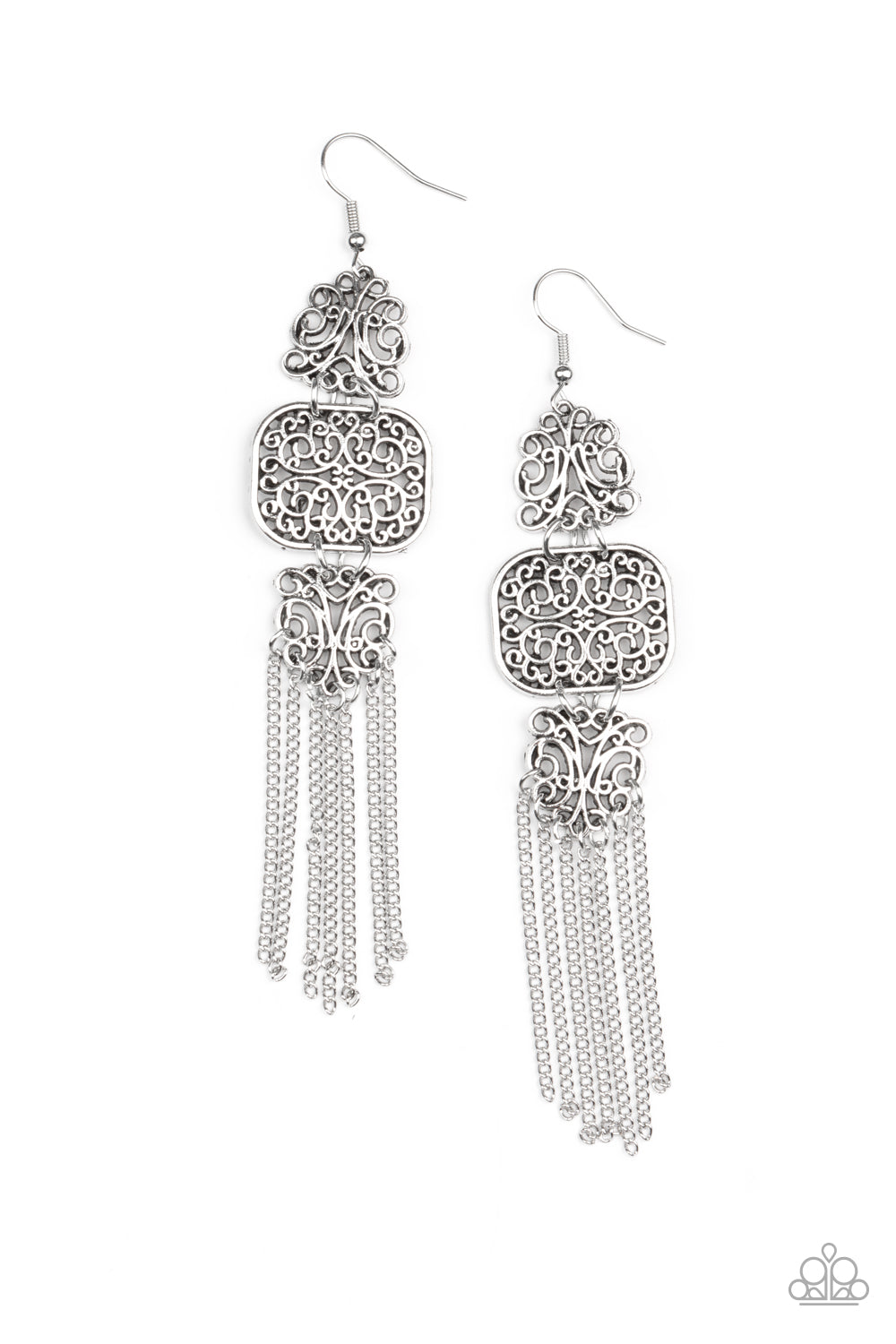 Eastern Elegance - silver - Paparazzi earrings