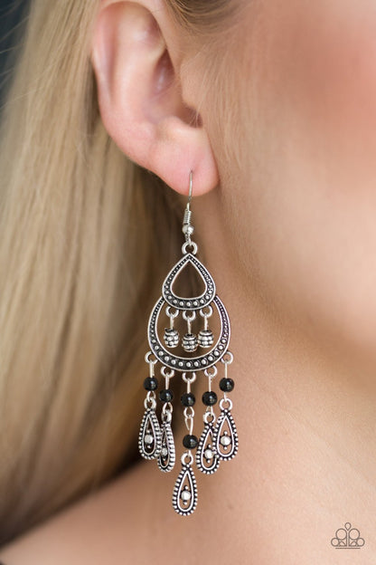 Eastern Excursion - black - Paparazzi earrings