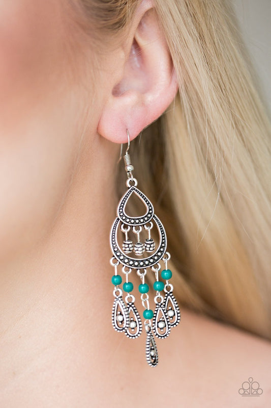 Eastern Excursion - green - Paparazzi earrings