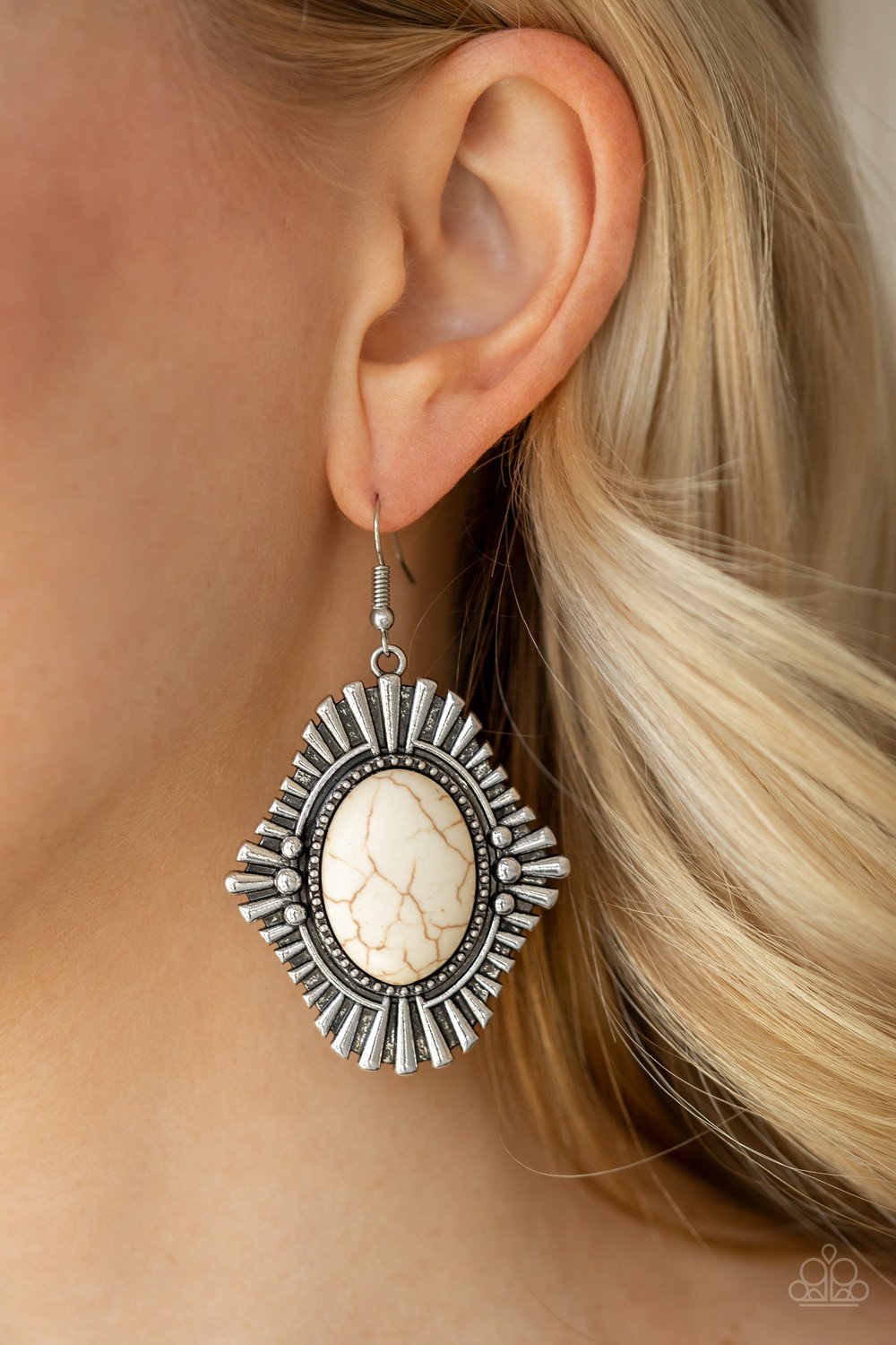 Easy as PIONEER-white-Paparazzi earrings